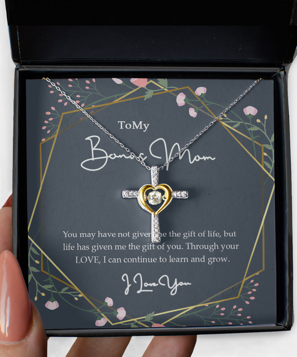 Bonus Mom Necklace You May Have Not Given Me The Gift Of Life Cross Dancing Necklace